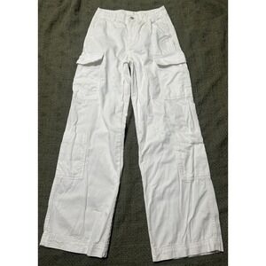 H&M White Cargo Pants Cotton Pockets. Women's Size 2